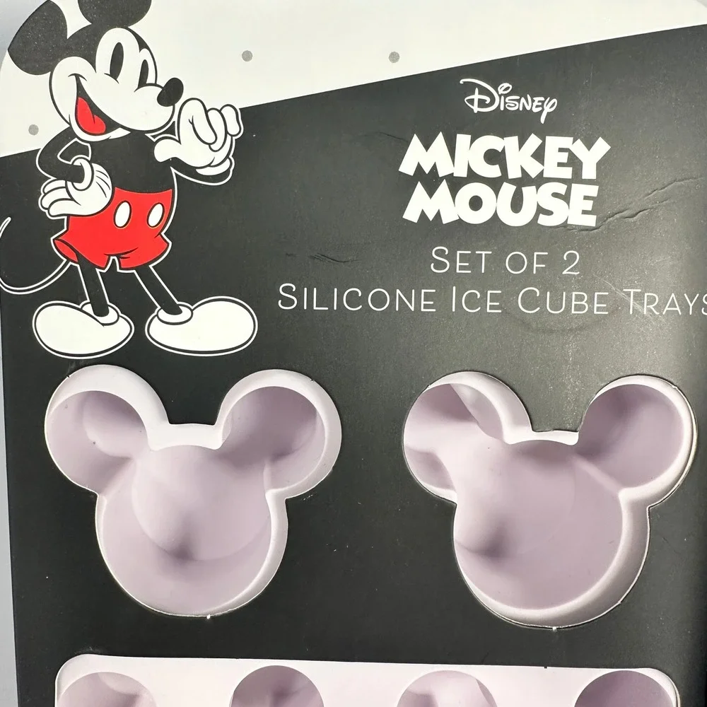 Disney Mickey Minnie Mouse Silicone Ice Cube‎ Trays Set of 2 Purple Lavender New